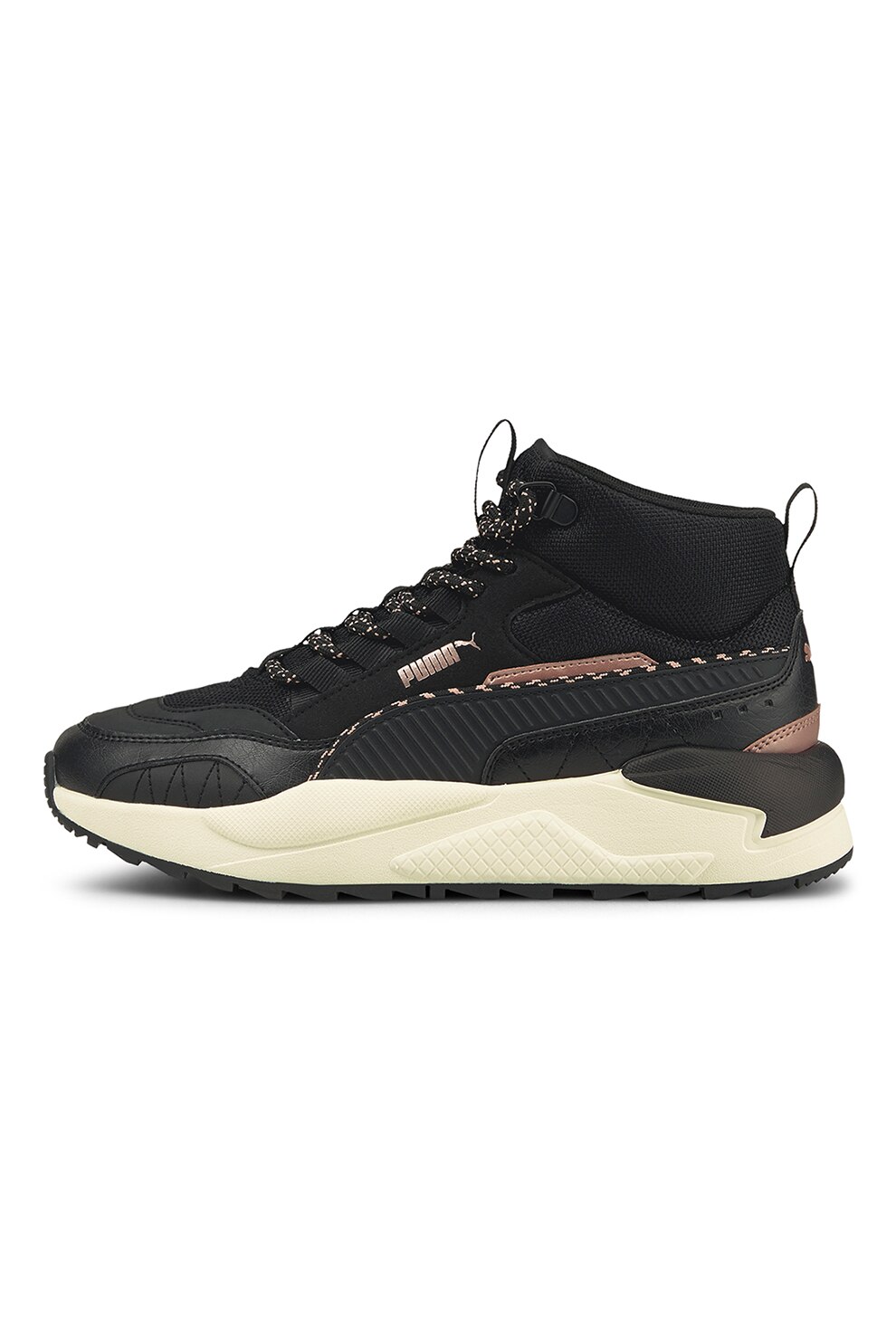 Puma, Pantofi sport cu insertii de piele ecologica X-Ray 2 Square Mid WTR, Negru/Violet prafuit